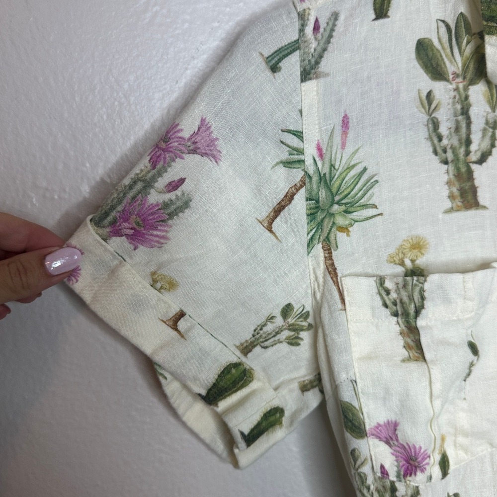 KIVARI Saguero Printed Playsuit Linen Utility Romper Desert Cactus Print Size 4 - Picture 6 of 8